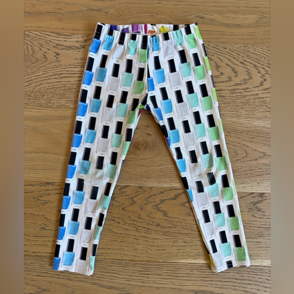 Terez White Rainbow Nail Polish Hi Shine Leggings VGUC